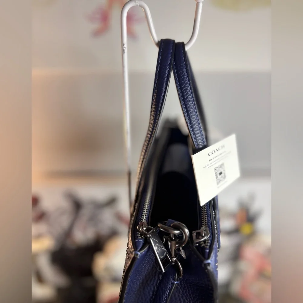 Coach Blue Textured Crossbody Bag with Adjustable Strap - Picture 9 of 15